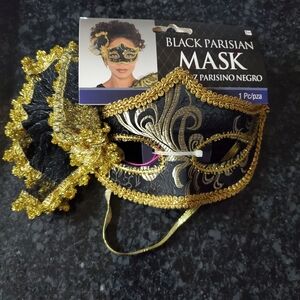 Black Parisian Eye Mask Halloween Costume Masquerade Dress Up Plastic - RRR Mask